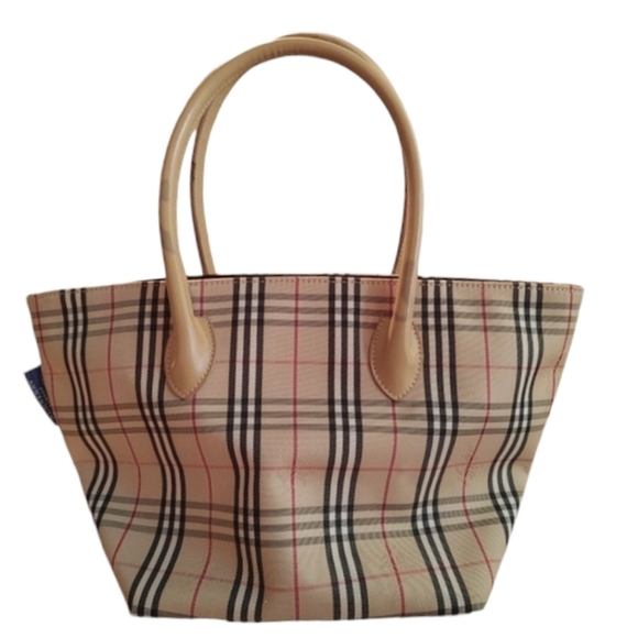 Burberry London Blue Label Check Nylon & Leather Tote Bag - Picture 2 of 16